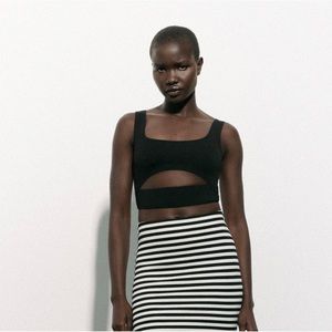 Black Cut Crop Top